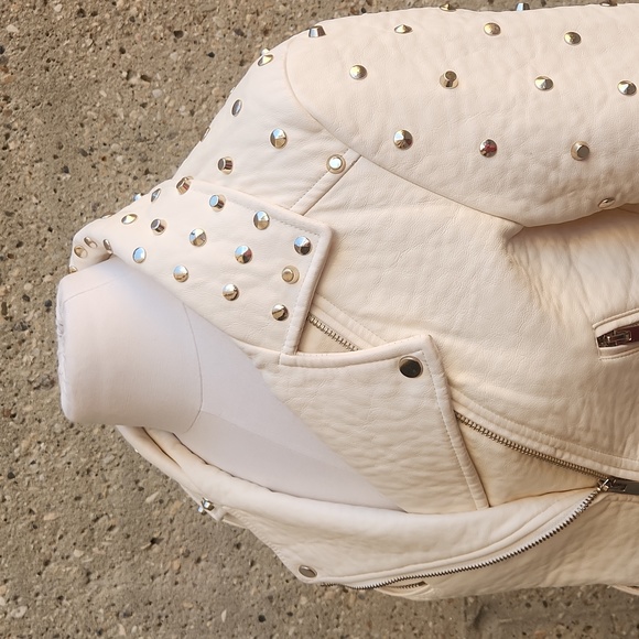 Zara white leather jacket with studs - Picture 5 of 16
